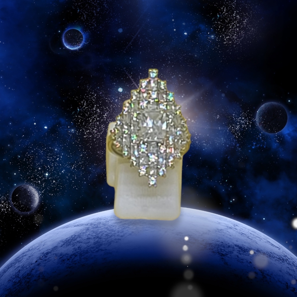 NWT Lustro Stella White Cubic Zirconia Ring in Platinum over Sterling Silver